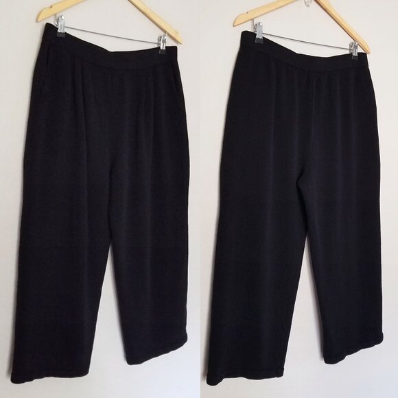 St. John Collection Santana Knit Pull On Pants Black Pleated Crop High Rise 16 - Picture 15 of 15